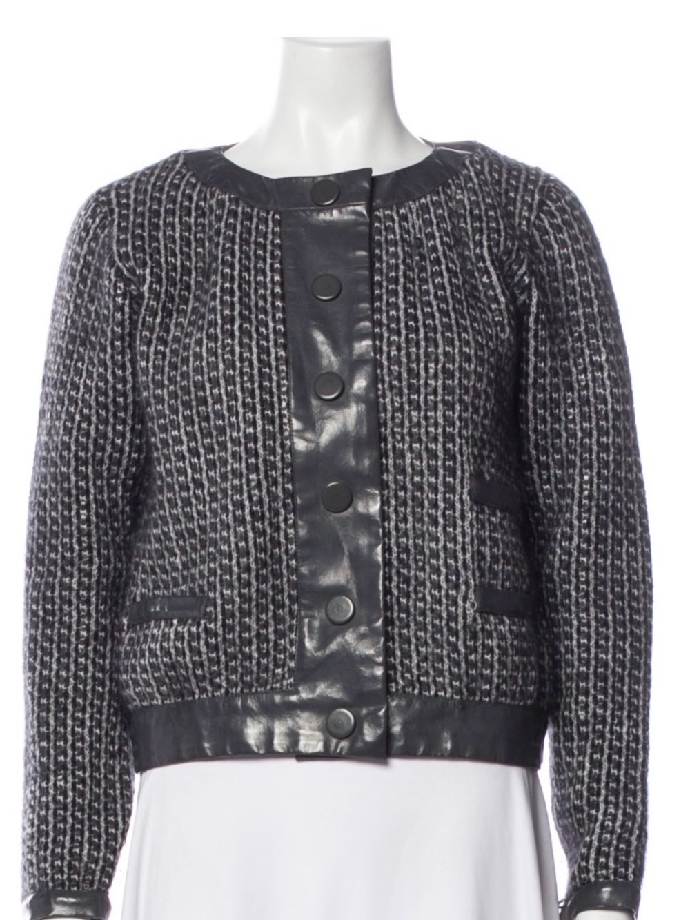 Chloé Angora Bomber Jacket /sweater with faux Leather Trim